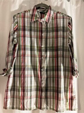 Mountain Lake Plaid Shirt in Green, Red and Cream
